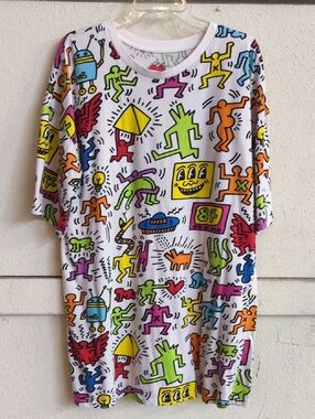 Keith Haring White Graphic T-shirt Dress